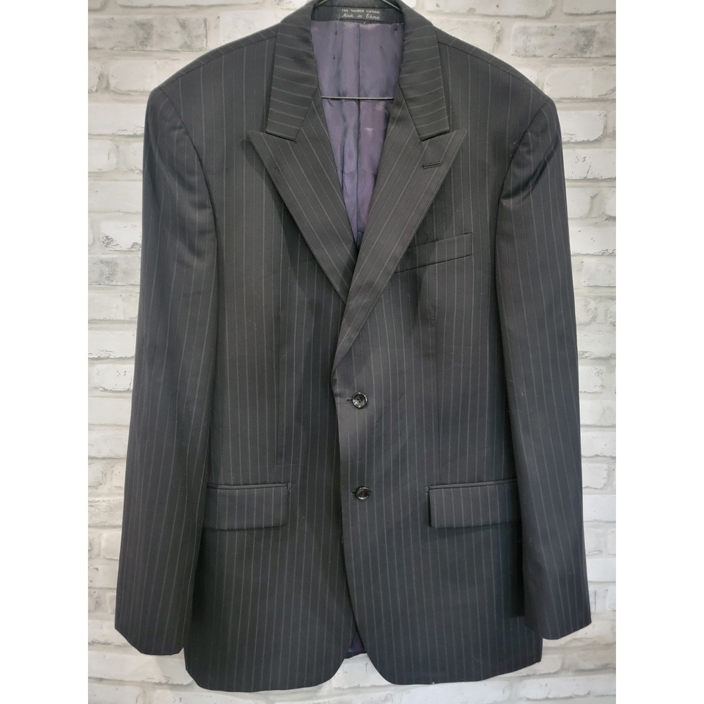 Luca Bertoni 100% Wool Blazer Charcoal Gray Jacket Striped 2-Button 40L Tall